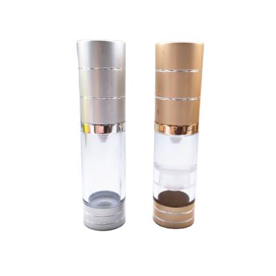 China 15ml 30ml 50ml Eco-friendly Recyclable Silver Airless Pump Lotion Pump Plastic Aluminum Cosmetic Airless Bottle for sale