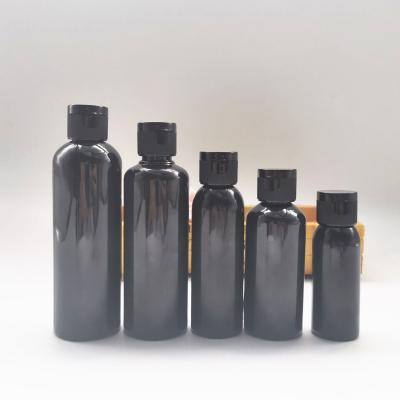 China Eco-friendly Recyclable PET Top Cap Clear Black Flip Bottle For Skin Cream 30ml 50ml 100ml for sale