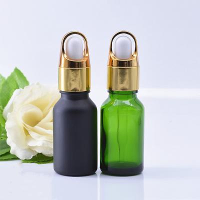 China Factory Recyclable Eco-friendly 30ml 1oz Cosmetic Glass Liquid Bottle E Oil Dropper Bottle With Flower Basket Dropper Cap for sale