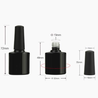 China Eco-friendly Recyclable Black 15ml Empty UV Gel Nail Polish Bottle For Nail Polish Glass Bottle for sale