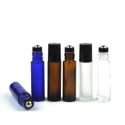 China Eco-friendly Recyclable Amber Glass Roll-On Perfume Bottle 10ml 10ml Roll On Bottle With Metal Trackball for sale