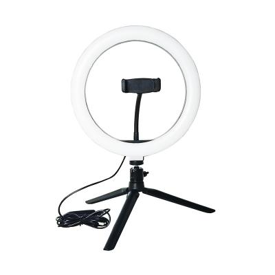 China Hot Selling PORTABLE 10' Adjustable Desktop Ring Light Selfiestick Tripod Broadcasting Stand for sale