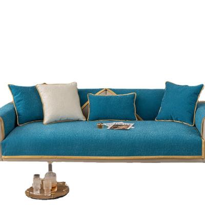 China Modern simple sofa cushion four seasons gold grain edge universal viable dark wide sofa cushion non-slip towel for sale