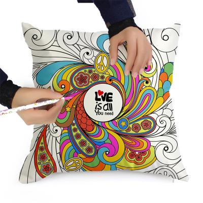 China Secret Garden Pillowcase Anti-Static Handmade DIY Graffiti Home Painted Creative Gift Cushion Leather for sale