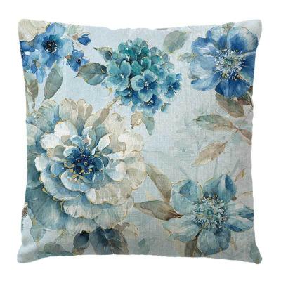 China PORTABLE pure color cotton and canvas small fresh flower printing new fashion cushion cover for sale