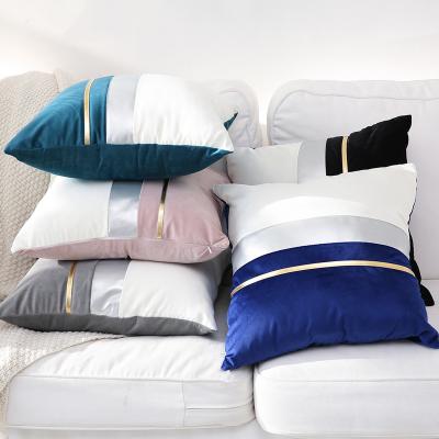 China New and fashionable sofa pillowcase A PORTABLE with a variety of color contrast designs and different materials stitching for sale