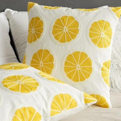 China PORTABLE Wholesale Cheap Decor Sofa Chair Cotton Canvas Lemon Slices Printing Cushion Covers for sale