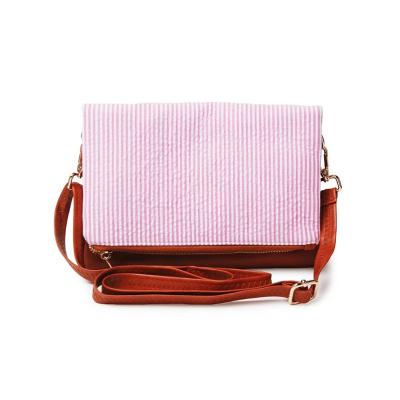 China Daily Lifestyle Warm Cotton Seersucker Bag Cosmetic Clutch Purse Stripe Cross - Body Shoulder Bag for sale