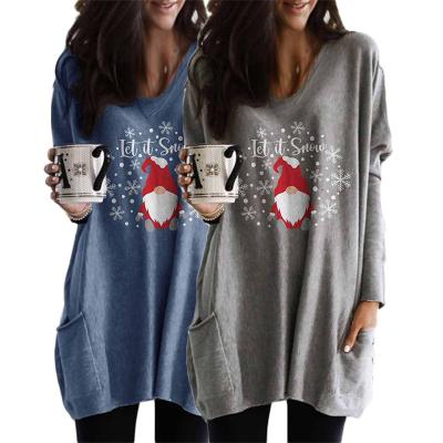 China Breathable Wholesale V Neck Christmas Movies Shirt Snowflake Soft Stitches Holiday Mid Length Shirt for sale