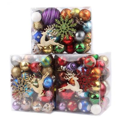 China Wholesale 60-70 PCS Christmas Ornament Best Christmas Tree Ornaments Christmas Decoration Glitter Pendant Light Ball for sale