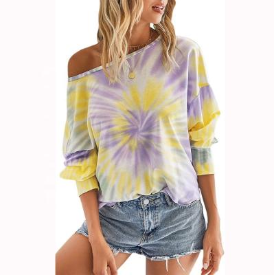 China Wholesale Breathable Casual Women Loose O-Neck T-Shirt Long Sleeve Sweatshirt Plus Full Size Tie Dye For Women for sale