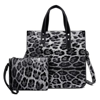 China Hot Sale Fashion Vintage Leopard Square Handbag 2 Piece Shoulder Bag Sets for sale