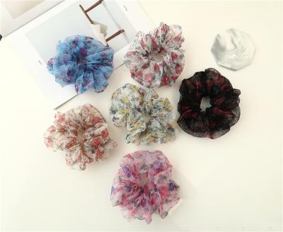 China Fashion Women's DALLIS Band Floral Hair Scarf Scrunchies Summer Accessories Hair Elastic Hair Bands Wholesale Chiffon Girl Bands Hair Ties Long for sale