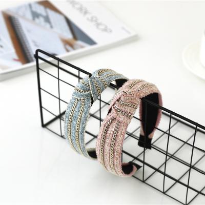 China Cross Knotted Wide Side Headwear Hair Weave Accessory Circles Headband Women Girls Headbands Framing Hairbands Wholesale Trendy Band Hair Bands for sale