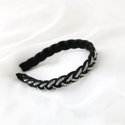 China Fashionable Korean version of the DALLIS hair band of the female cross fashion rhinestone headband medium high-end headband braided knot of the leather headband for sale