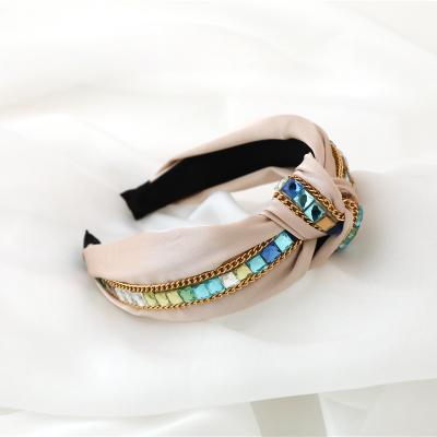 China Fashion DALLIS Hair Band Trendy Rhinestone Hair Bands For Women Girls Cross Knotted Headbands Hair Accessories Knot Headbands Vinatge Headwear for sale