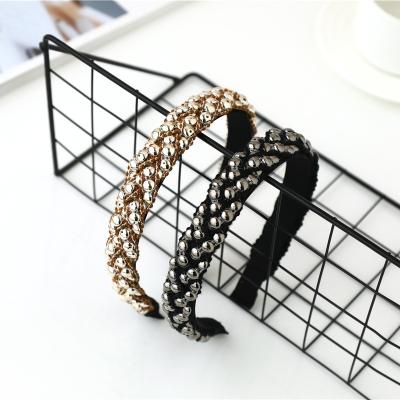 China 2021 Hot Selling Ladies Headband Fashion Trendy Hair Accessories Plastic Hair Sequins Headband Cloth Hedband For Party for sale