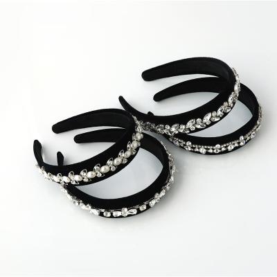 China Low MOQ Wholesale 2021 Fashionable Hair Band Hair Accessories Knot Baroque Rhinestone Headband For Women for sale