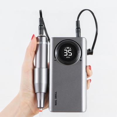 China Portable Lightweight Rechargeable Nail Grinding Machine Manicure Nail Drill Pen 35000rpm LED Display Nail Drill Polishing Machine for sale