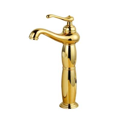 China Classic Design Metered Faucets Gold Plated Brass Basin Faucet Single Handle Bathroom Water Faucet Faucet for sale