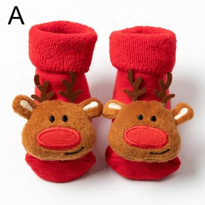 China Christmas Soft Newborn Relay Infant Short Kids Socks for Girls Boys Thicken Printing Toddler Baby Socks for sale