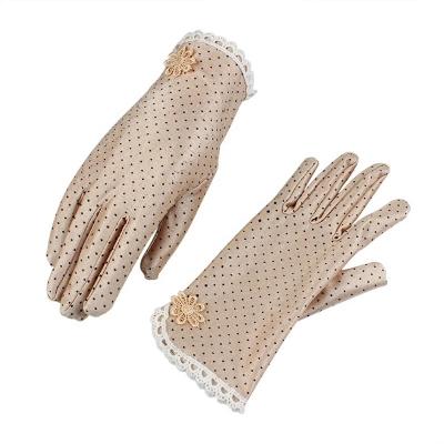 China Spandex Workout Glove Relay Dots Lace Summer Gloves Women Wrist Length Thin Anti-slip Mittens Accessories Sunscreen For Adult for sale