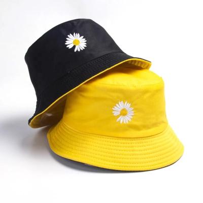 China Image Relay Unisex Outdoor Women Harajuku Double Side Bucket Fishing Sunscreen Daisy Fisherman Hat for sale