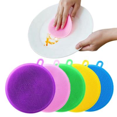 China Multifunctional Kitchenware Stocked Relay Silicone Cleaning Brush Dish Sponge Fruit Vegetable Cutlery Sweeps Kitchen Tools for sale