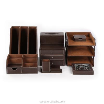 China Popular Leather Organizer Stocked PU Desk Set Wholesale for sale