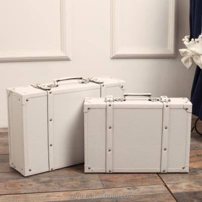 China Watch Storage Display Faux Leather Suitcase 2 Pieces Vintage Style White Luggage MDF Set In Stock Ready To Ship for sale