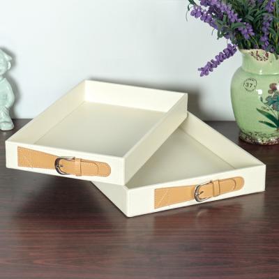 China Food Display Jewelers Wine Faux Leather Wooden Valet Tray Plastic Serving Tray for sale