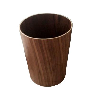 China Sustainable Custom Made PU Leather Wood Grain Waste Trash Can For Basket Bin for sale