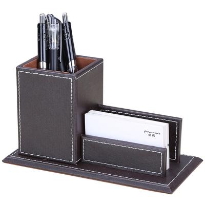 China High Quality Ready to Ship Wholesale Handmade Leather Pen Holder Desk Organizer for Office for sale