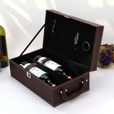 China Handmade Leather Wine Box Wine Package Special High End Wooden Wine Box With Leather for sale