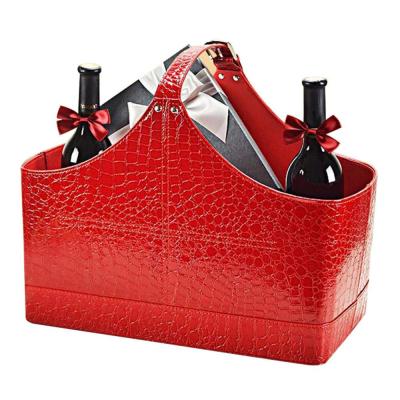 China 2019 Sustainable Popular Leather Gifts Storage Basket For Food And Gift for sale