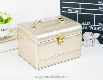 China Earrings Necklaces Rings Makeup Storage Box Beauty And Import PU Leather Jewelry Cosmetic Bag Make Up Case for sale