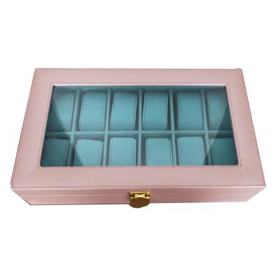 China Fashion Style New Factory PU Leather Watch Box 12 Slot Cheap Whach Case For Gift for sale