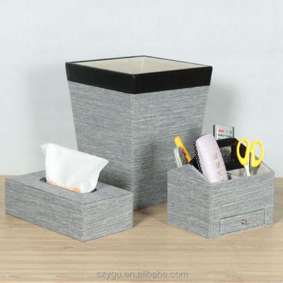 China Stocked high quality leather hotel amenity desk set 3pcs /set with cheap price for sale