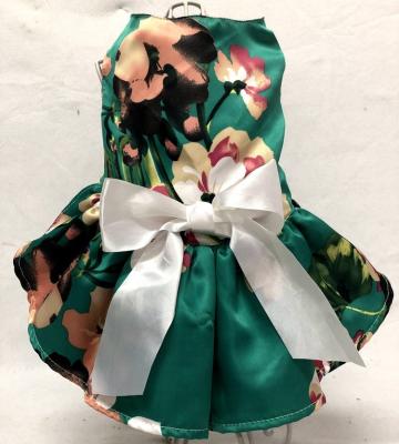 China Dropshipping Accepted Cute Viable Puppy Dog Tutu Dress Little Princess With Ribbon In Lotus Flowers Skirt Red /Green/White Available for sale