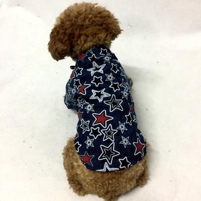 China Viable Dropshipping Accepted Pet Apparel Dog Shirt For Big Bellies Jeans In 5 Star Style In Blue/Red Dog Party Shirt for sale