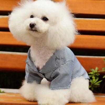 China Viable Pet Apparel Dog Tooth Check Pattern Costume For Small Dog Party Shirt Wedding Costume for sale