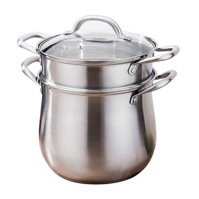 China Sustainable Promotion 2 Layers Steam Pot Universal Stainless Steel Stackable Steamer Food Steamer Cookware Set for sale