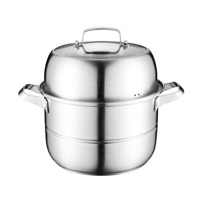 China Stainless Steel Steamer and Sustainable Cooking Pots 2 Layer Food Steamer Pot for sale