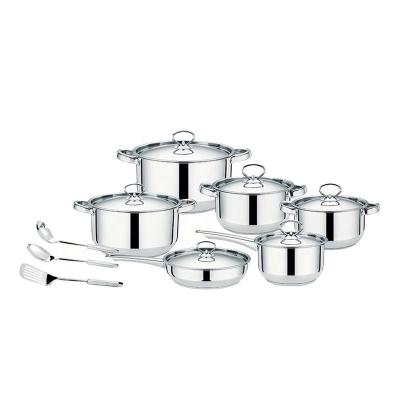 China Wholesale 15pcs 6kg Sustainable Sus 410 Stainless Steel Ollas Pan Pots Double Bottom Cookware Sets for sale