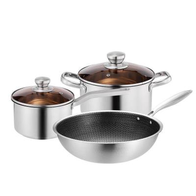 China Sustainable Cooking Pot Set New Design Stainless Steel Cookware Pot Non-Stick Cookware Set Cooking Pot Set for sale