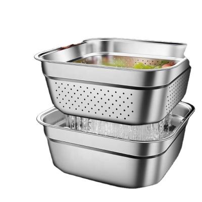 China 2023 New Arrival Restaurant Metal Salad Bowl Heatable Custom Logo Washing Vegetable Strainer Stainless Steel Strainer Kitchen Colander for sale