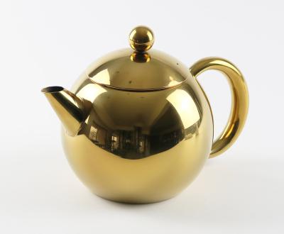 China Safe Heat Resistant Double Wall Dishwasher Kettle Teapot Sustainable Gold Stainless Steel Teapot for sale