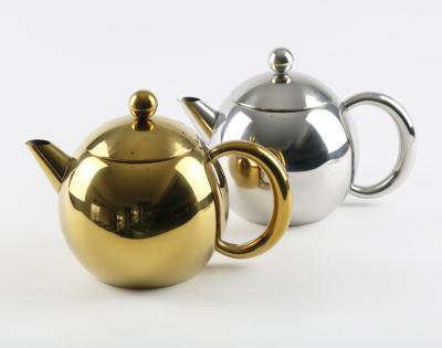 China Sustainable Morden Teapot Set Stainless Steel Gold Sliver Teapot Coffee Pot for sale