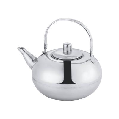 China 201 304 1.8L Water Kettle Sustainable Non Electric Round Shape 304 Stainless Steel Large Volume Tea Kettle for sale