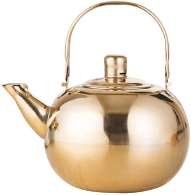 China Viable Silver Gold Colors 1.5L Teapots Stainless Steel Water Kettle Hotel Teapot With Filter Hotel Coffee Pot Restaurant Tea Kettle for sale